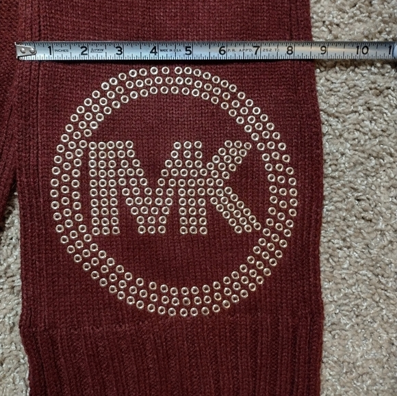 Michael Kors Burgundy Studded Knit Scarf - Picture 6 of 7